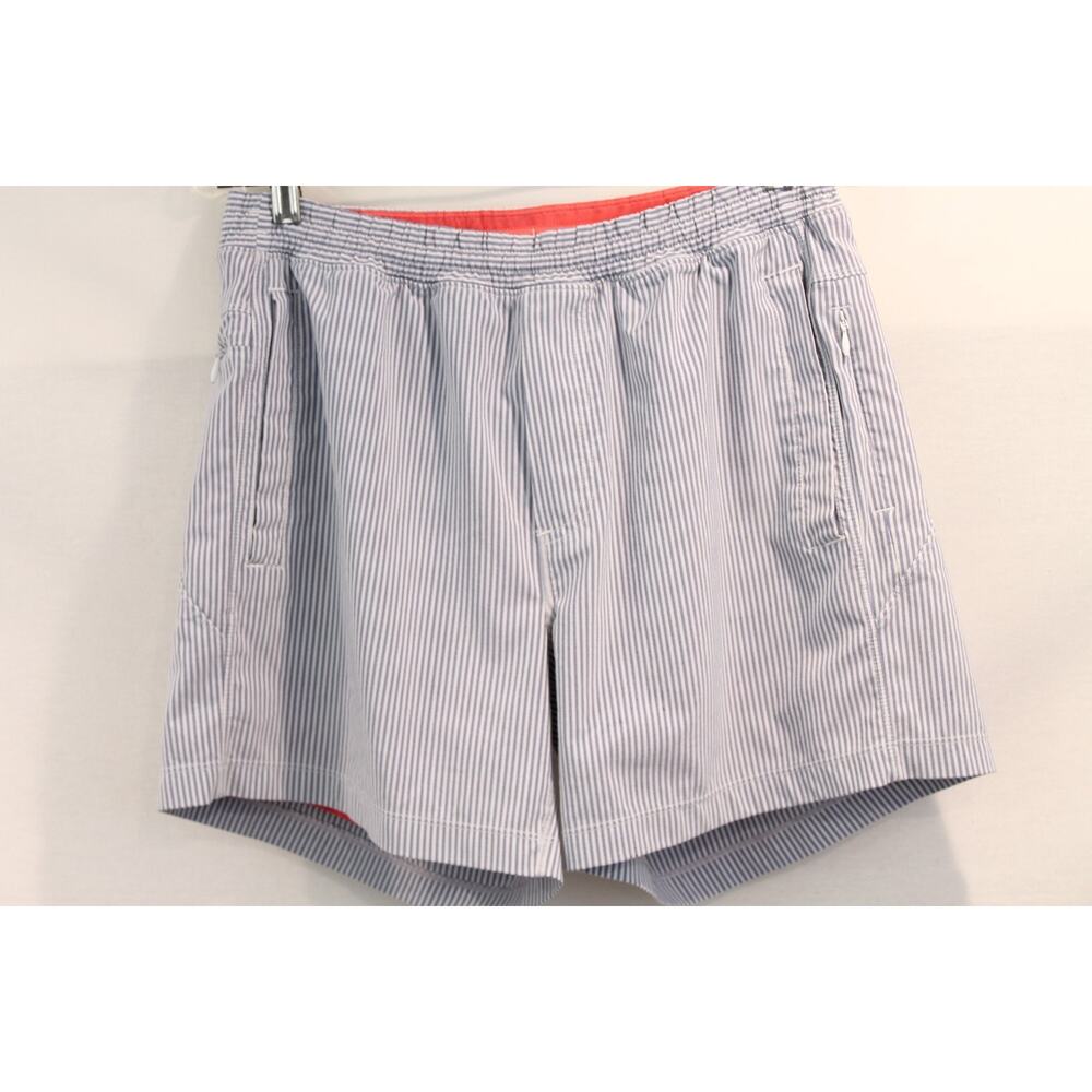 Birddogs Boom Seersucker Shorts Mens L Blue Striped Lined Zip Pockets Pull-on